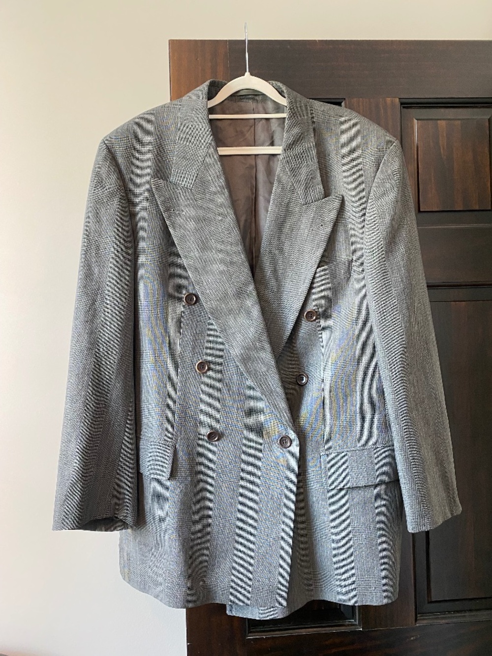 Vintage Hugo Boss Double Breasted Gray Wool Blazer Men’s EU 52 L XL Suit Jacket